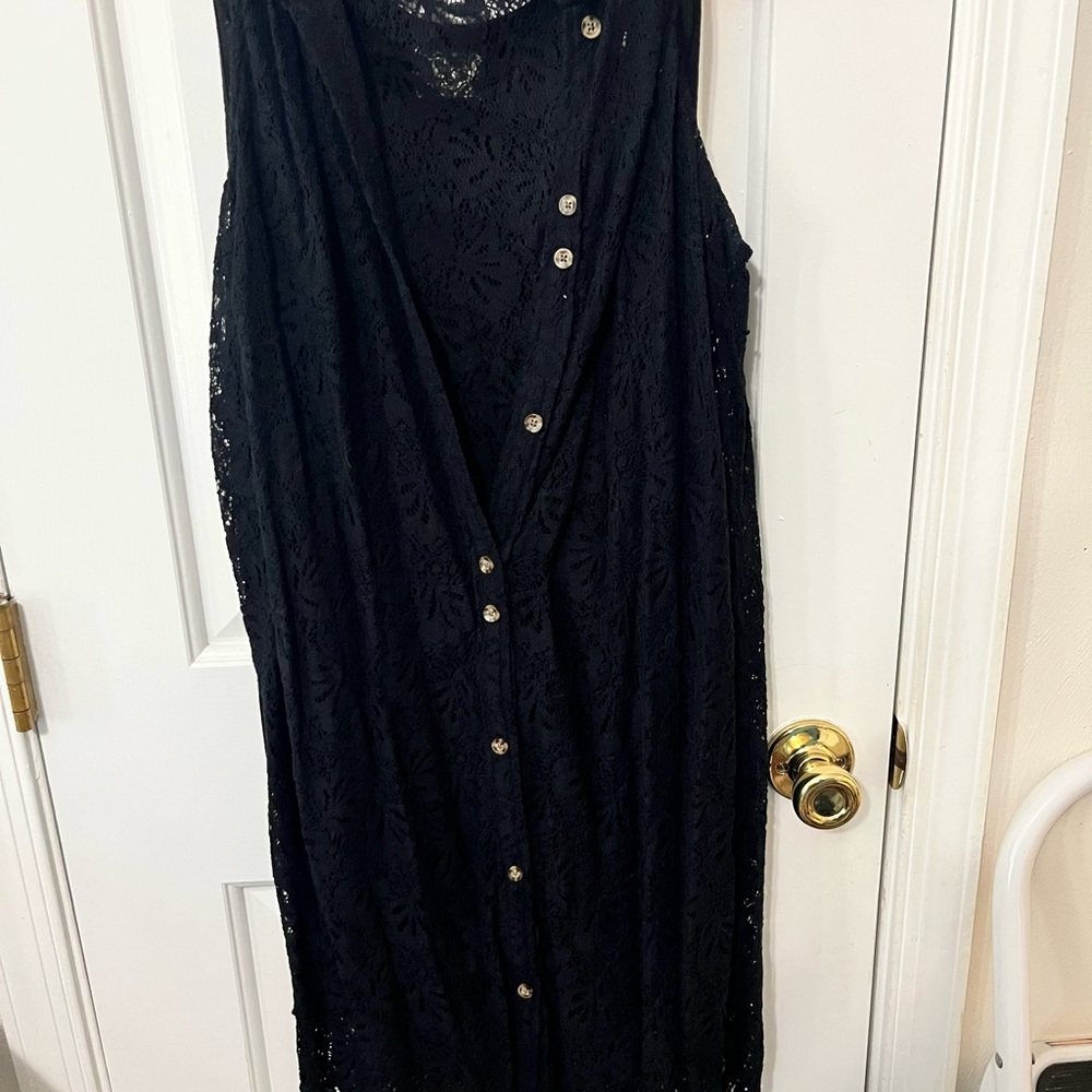 Black Lace Button-Down Dress